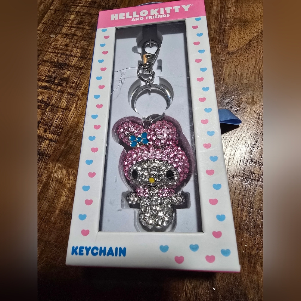 Hello Kitty Pink and Silver Glitter Keychain